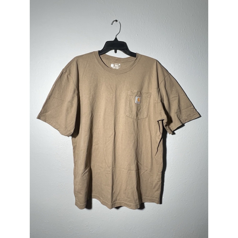 Carhartt Loose Fit Pocket T Shirt Mens Large Brown Tan Workwear Heavyweight Tee